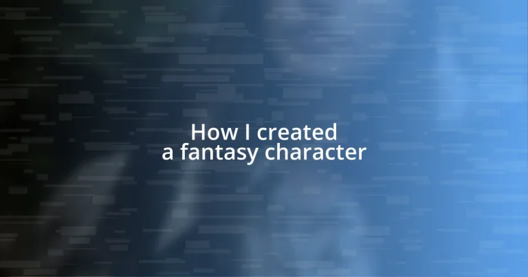 How I created a fantasy character