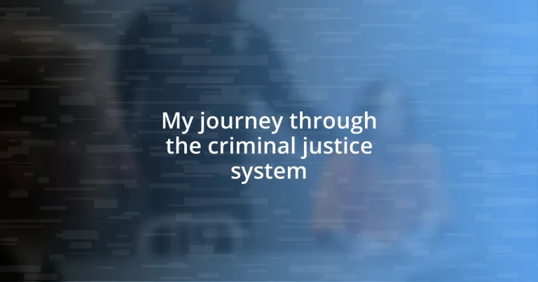 My journey through the criminal justice system