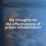 My thoughts on the effectiveness of prison rehabilitation