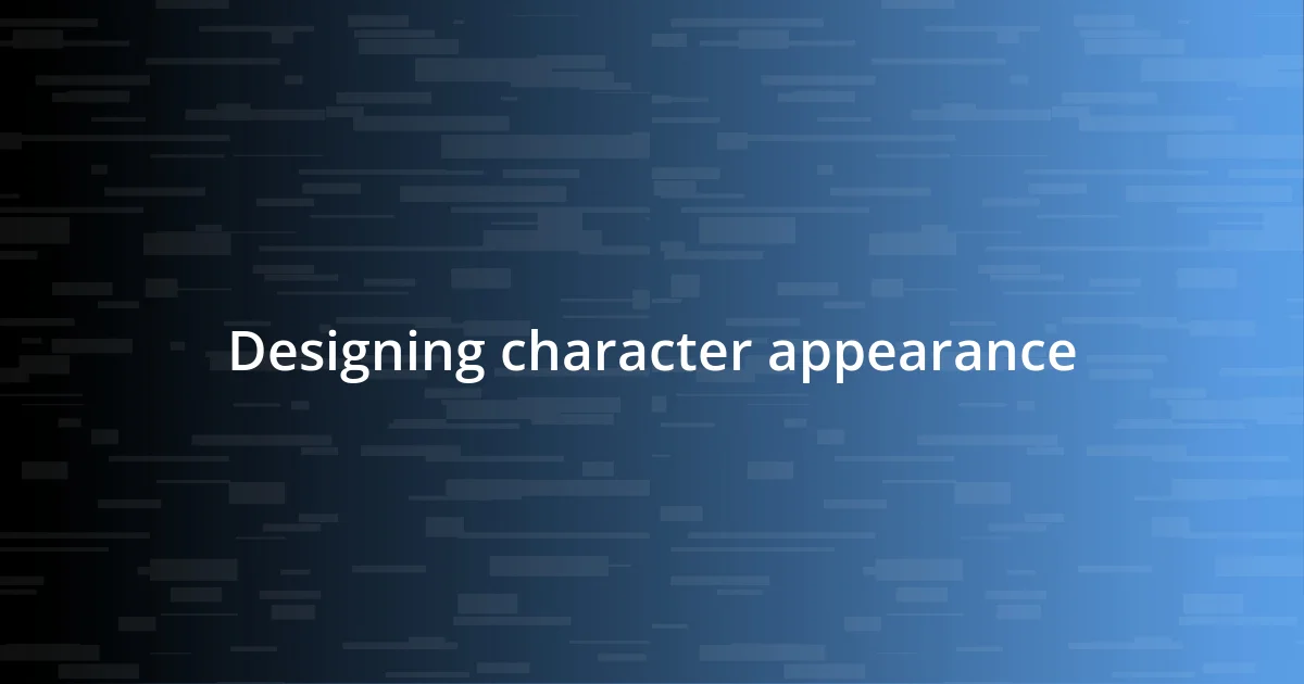 Designing character appearance