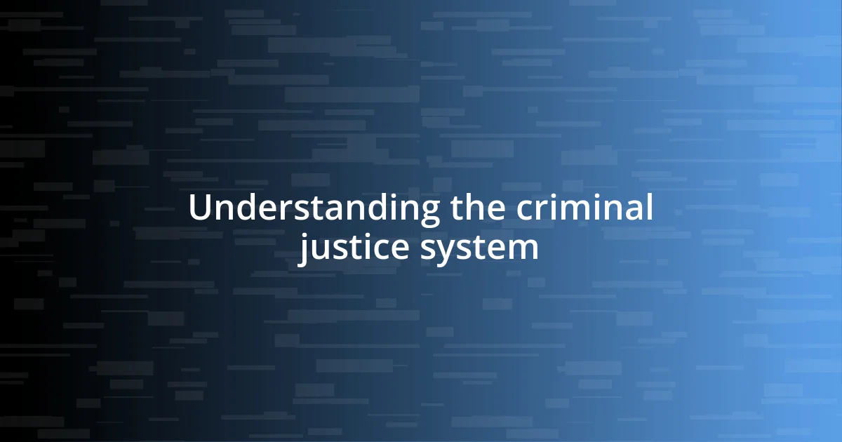 Understanding the criminal justice system